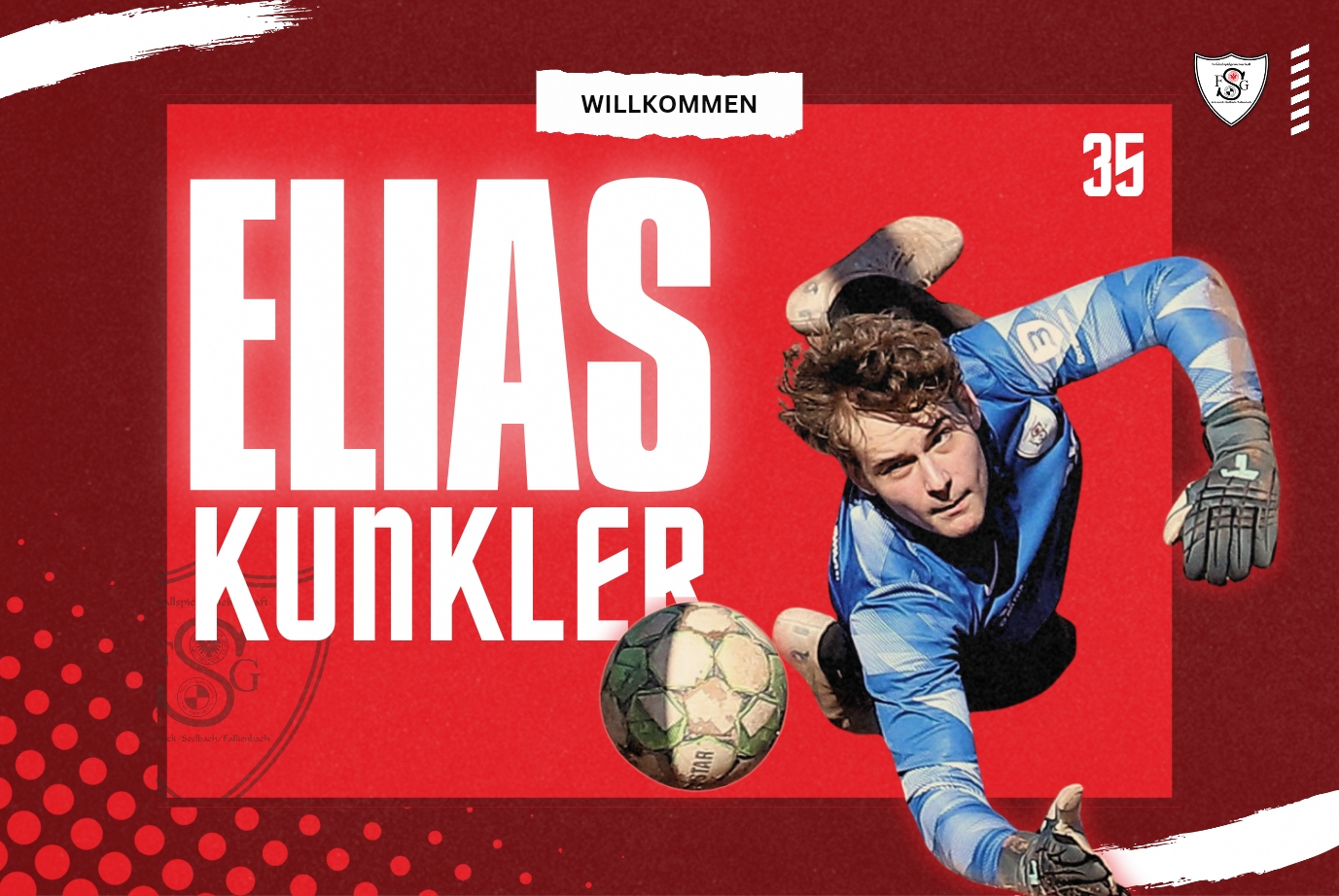Torwart Elias Kunkler in FSG-Trikot mit Rückennummer 35